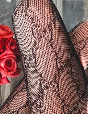 Black Floral GG logo Tights
